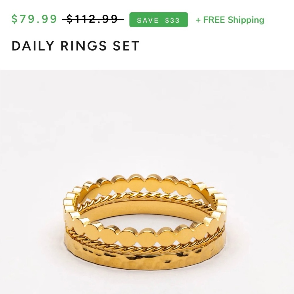 Atolea Gold Waterproof 3 Ring Set